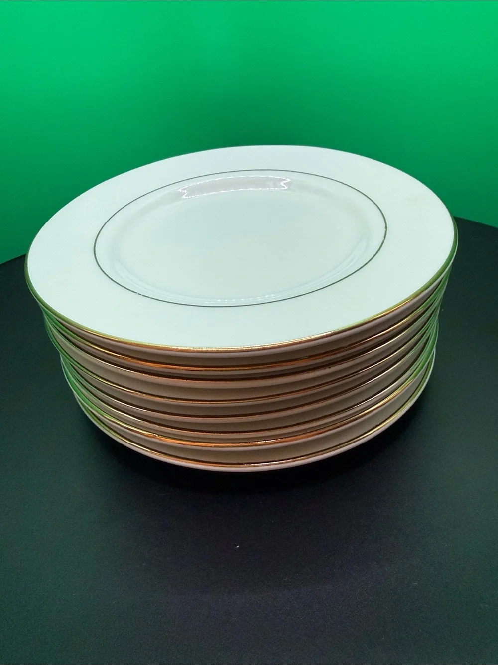 White and Gold Rim Ceramic Dessert plates - set of 8 Tableware